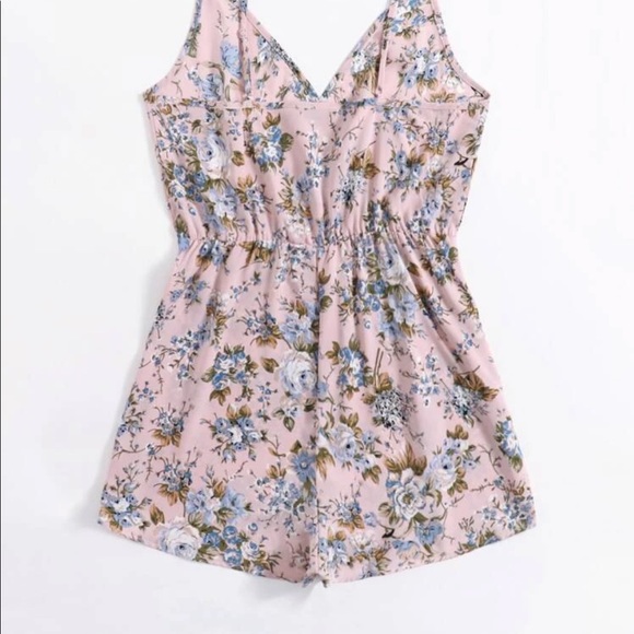 Shein Plus Size Pastel Pink Floral Romper - Picture 2 of 3